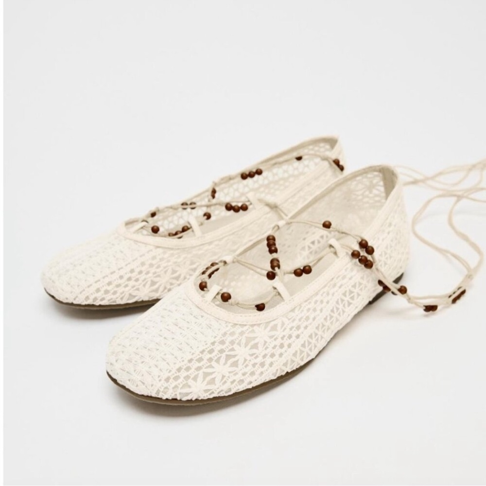 ZARA BEADED CROCHET BALLET FLATS